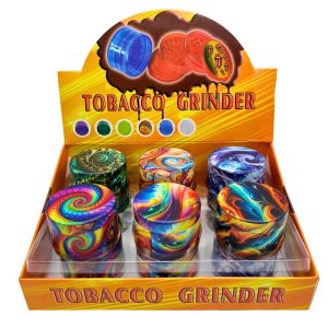 PLASTIC TOBACCO GRINDER 44MM TRIPPY MIXED DESIGNS 12PCS