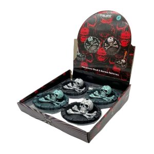 FUJIMA POLYSTONE SKULL & BONES ASHTRAY 4PCS
