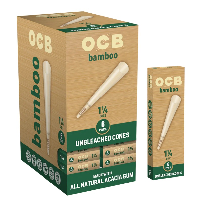 OCB BAMBOO UNBLEACHED CONES 1&1/4 SIZE 24/6 PACKS