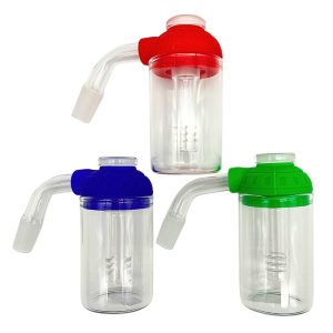 ASH CATCHER GLASS WITH SILICONE CAP 14MM 3.5" RANDOM COLOR [NO SHIPPING]