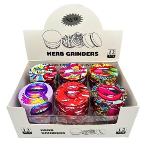 METAL HERB GRINDERS 60MM LIPS MIXED DESIGNS 12PCS