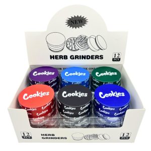METAL HERB GRINDERS 60MM COOKIES SOLID COLORS 12PCS