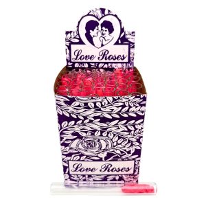 LOVE ROSES PURPLE 4" GLASS ROSE TUBE 36PCS