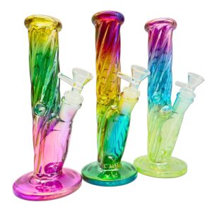 GLASS WATER PIPE TWIST HOMBRE STRAIGHT TUBE 9" RANDOM COLOR [NO SHIPPING]