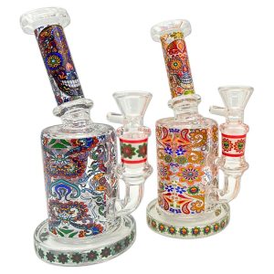 GLASS WATER PIPE SMALL SUGAR SKULL WITH PERC 6.5" [NO SHIPPING]