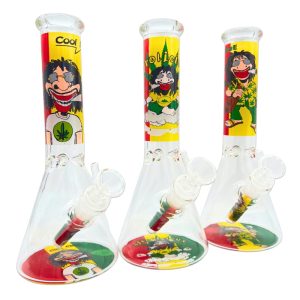 GLASS WATER PIPE RASTA MAN BEAKER 10" RANDOM DESIGN [NO SHIPPING]