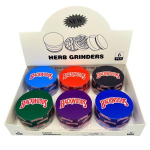 METAL HERB GRINDERS 70MM BACKWOODS MIXED COLORS 6PCS