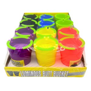 LUMINOUS BUTT BUCKET ASHTRAYS MIXED COLORS 12PCS