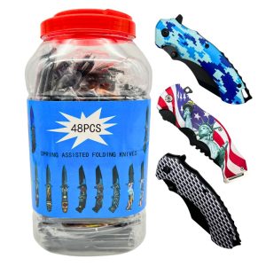 RAZOR TACTICAL KNIVES JAR 48PCS MIXED DESIGNS