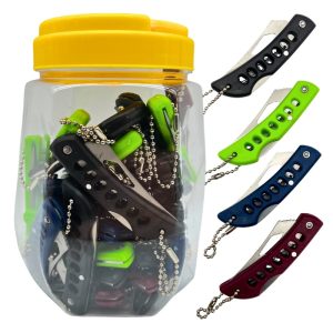 KNIVES (MEDIUM) KEYCHAIN MIXED COLORS JAR 36PCS (KA036SET)