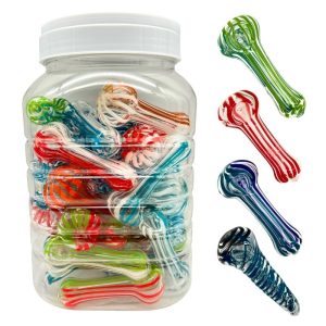 GLASS SPOON PIPE 3" MIXED DESIGNS JAR 40PCS [NO SHIPPING]