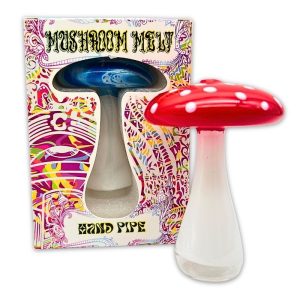 DABTIZED MUSHROOM MELT GLASS HAND PIPE 3.25" IN BOX - RANDOM DESIGN