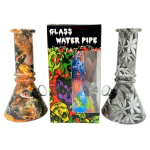 GLASS WATER PIPE BEAKER 6" IN BOX - RANDOM DESIGN
