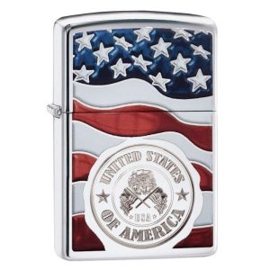 ZIPPO LIGHTER - AMERICA STAMP ON FLAG $38.95