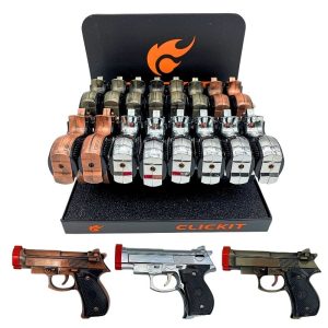 CLICKIT 9MM PISTOL TORCH LIGHTER 16PCS