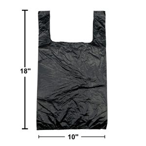 BLACK PLASTIC T-SHIRT CARRYOUT BAGS - 1/8 SIZE 1000PCS (VM CD-1000)