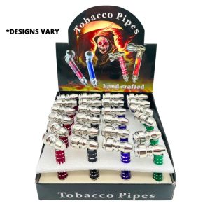 SOLID COLOR TOBACCO METAL PIPE 24PCS