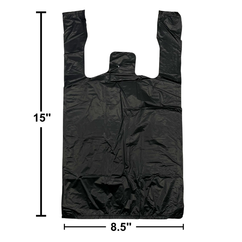 BLACK T-SHIRT CARRY-OUT BAGS - 1/10 SIZE 800PCS