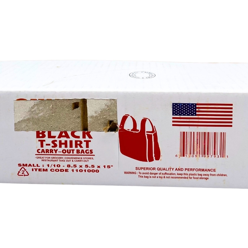BLACK T-SHIRT CARRY-OUT BAGS - 1/10 SIZE 800PCS - Image 2