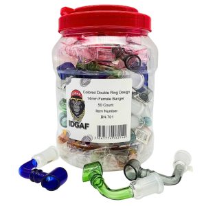 IDGAF BANGER 14MM FEMALE DOUBLE RING COLORED JAR 50PCS (BN-701) [NO SHIPPING]