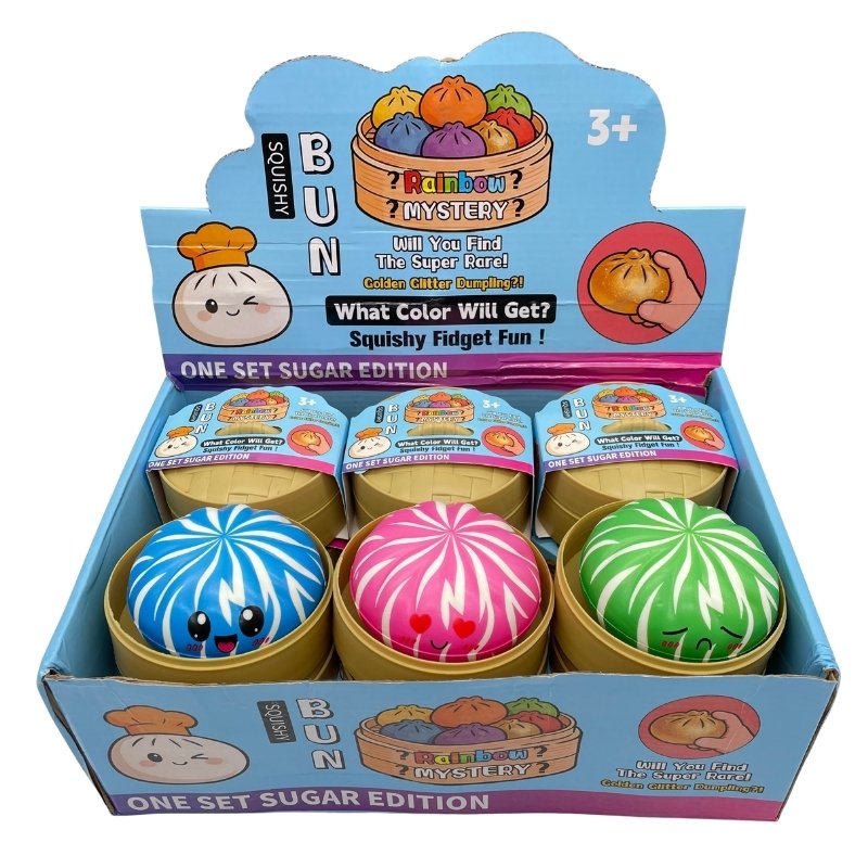 DUMPLING BUN SQUISHY TOYS RAINBOW STRIPES COLORS 12PCS