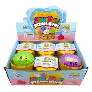 DUMPLING BUN SQUISHY TOYS DIM SUM RAINBOW GLITTER 12PCS