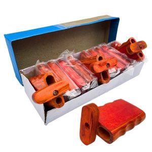 WOOD DUGOUT GROOVED GRIP RANDOM COLORS 12PCS (SMALL 2X2.75")