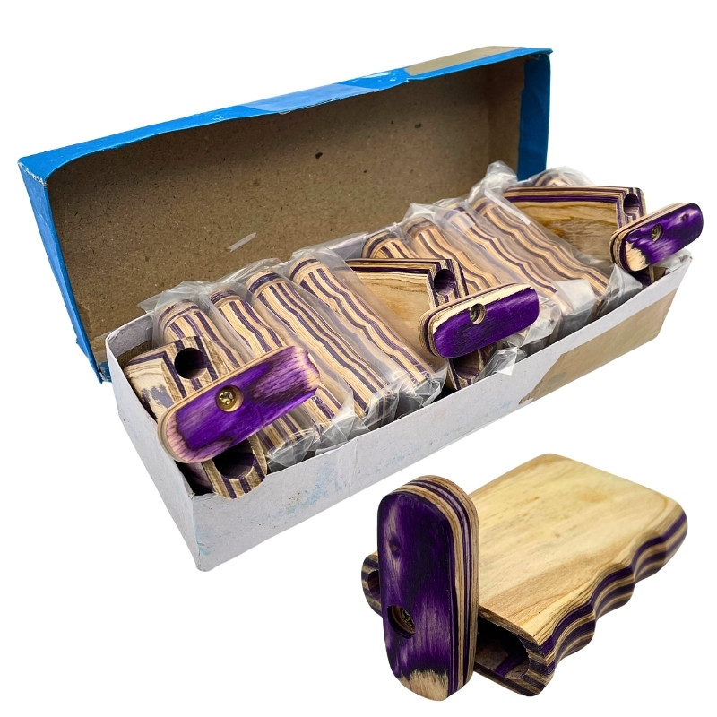 WOOD DUGOUT GROOVED GRIP RANDOM COLORS 12PCS (SMALL 2X2.75") - Image 2
