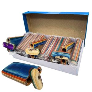 WOOD DUGOUT RANDOM COLORS 12PCS (LARGE 2X3.5")