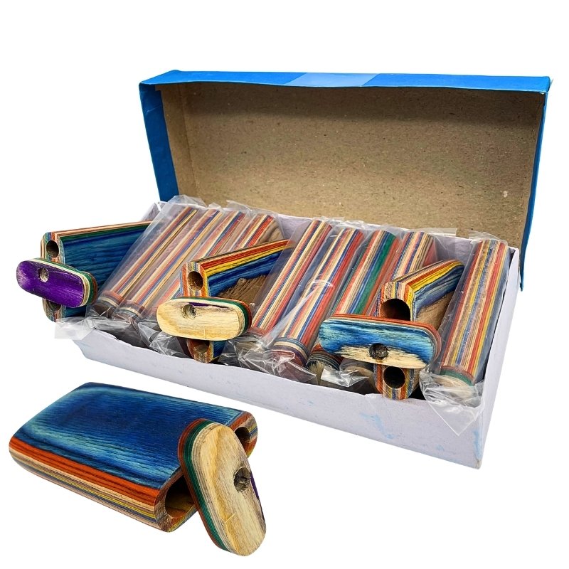 WOOD DUGOUT RANDOM COLORS 12PCS (LARGE 2X3.5")