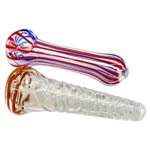 GLASS SPOON PIPE RANDOM DESIGNS 4.5-5" 2PCS