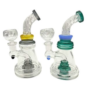 GLASS WATER PIPE TWISTED BENT NECK BELL W/PERC 6" RANDOM COLOR [NO SHIPPING]