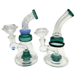 GLASS WATER PIPE MINI BELL BENT NECK W/PERC 6" RANDOM COLOR [NO SHIPPING]