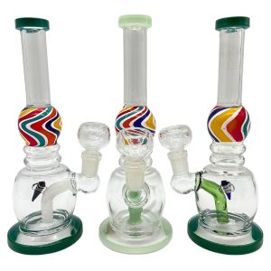 GLASS WATER PIPE WAVY NECK BEE PERC 8" RANDOM COLOR [NO SHIPPING]