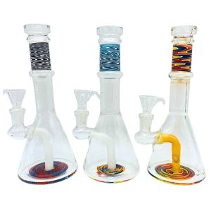 GLASS WATER PIPE WAVY BEAKER WITH PERC 8" RANDOM COLOR