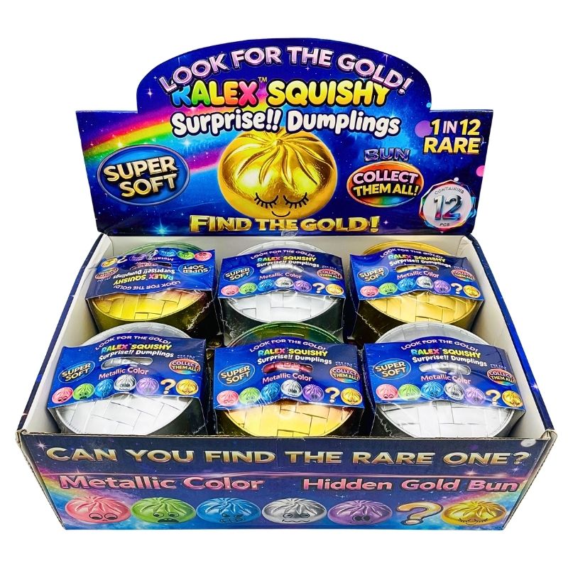DUMPLING BUN SQUISHY TOYS METALLIC RALEX GOLD 12PCS (TB327)