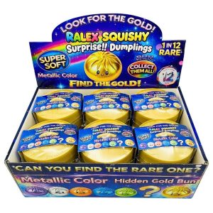 DUMPLING BUN SQUISHY TOYS METALLIC RALEX GOLD 12PCS (TB025)
