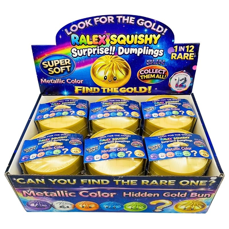 DUMPLING BUN SQUISHY TOYS METALLIC RALEX GOLD 12PCS (TB025)