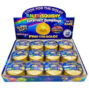 DUMPLING BUN SQUISHY TOYS GLITTER RALEX GOLD *LITTLE 2 INCH (TB301) 12PCS
