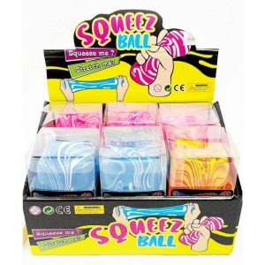 SQUEEZ BALL CUBE TOYS ASSORTED COLORS 2" 12PCS
