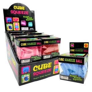 CUBE SQUEEZE TOYS ASSORTED COLORS 2" 12PCS