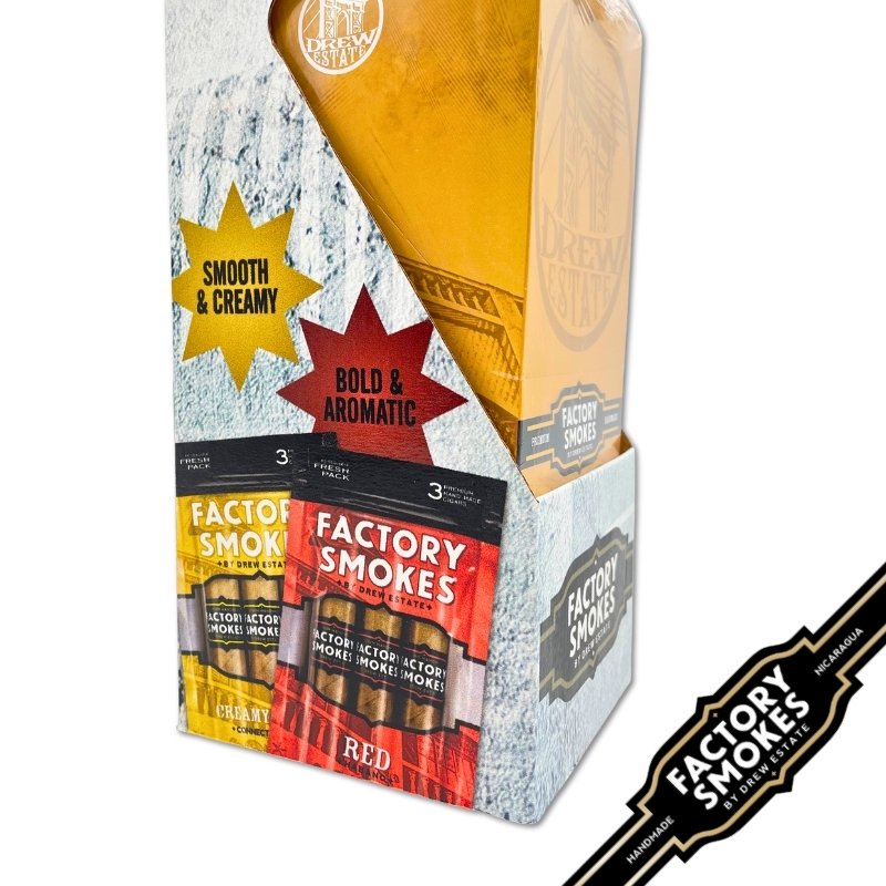 DREW ESTATE FACTORY SMOKES COMBO DISPLAY - RED & CREAMY SMOOTH 5/3 PACKS X2 BOXES - Image 2