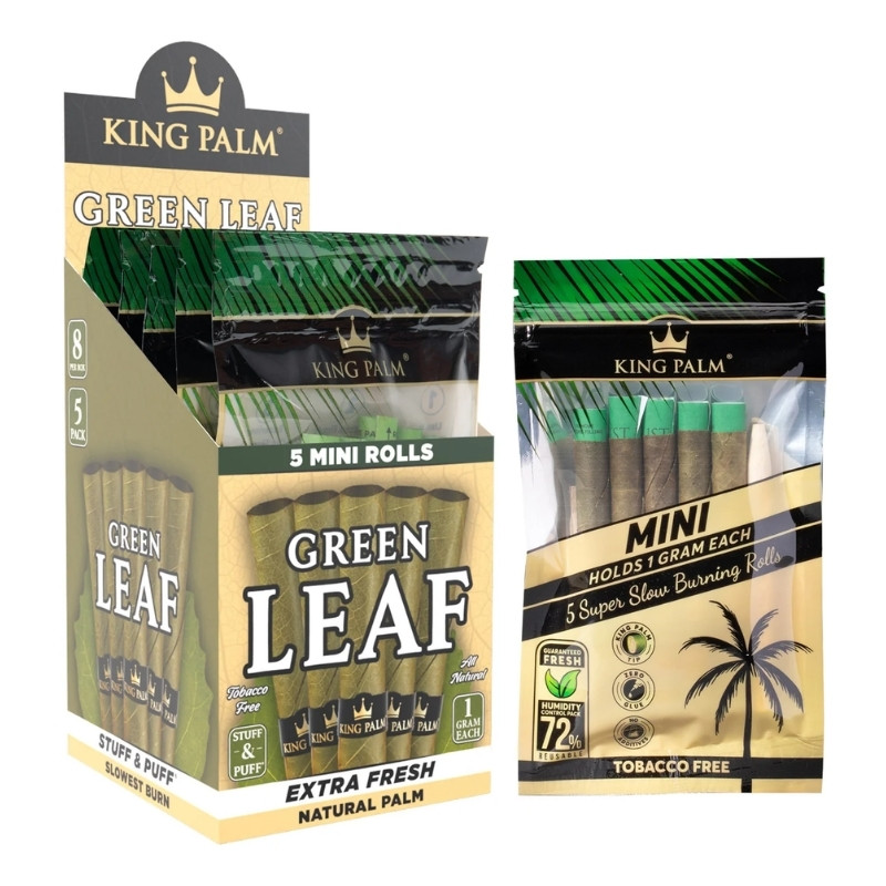 KING PALM GREEN LEAF 1G MINI ROLLS 8/5 PACKS