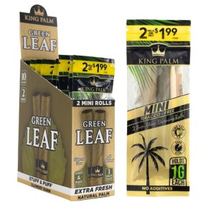 KING PALM GREEN LEAF 1G MINI ROLLS (2 FOR $1.99) 10/2 PACKS