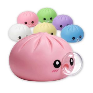 SQUEEZE TOY DUMPLING BUBBLE BLOWING MIX COLOR 12PCS