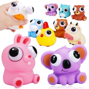 SQUEEZE TOY EYE POP OUT MIX ANIMALS 12PCS