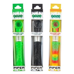 OOZE PIPER SILICONE GLASS PIPE + CHILLUM 1PC