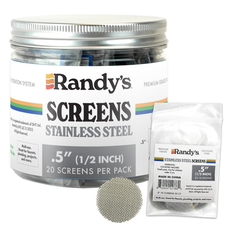 RANDYS SCREENS STAINLESS .5" (1/2 INCH) 20 SCREENS PER PACK