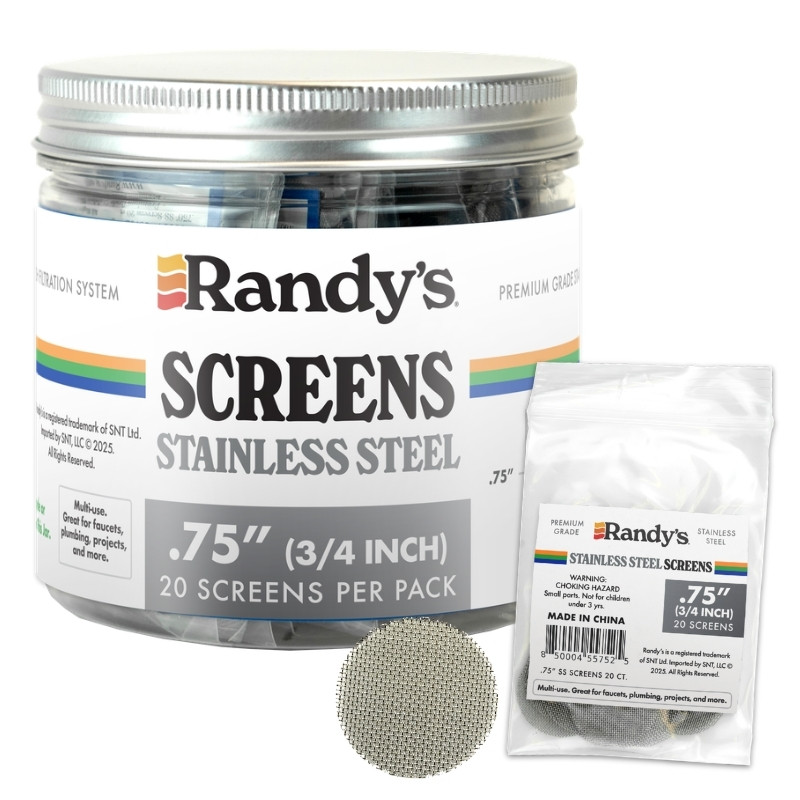 RANDYS SCREENS STAINLESS .750" (3/4 INCH) 20 SCREENS PER PACK