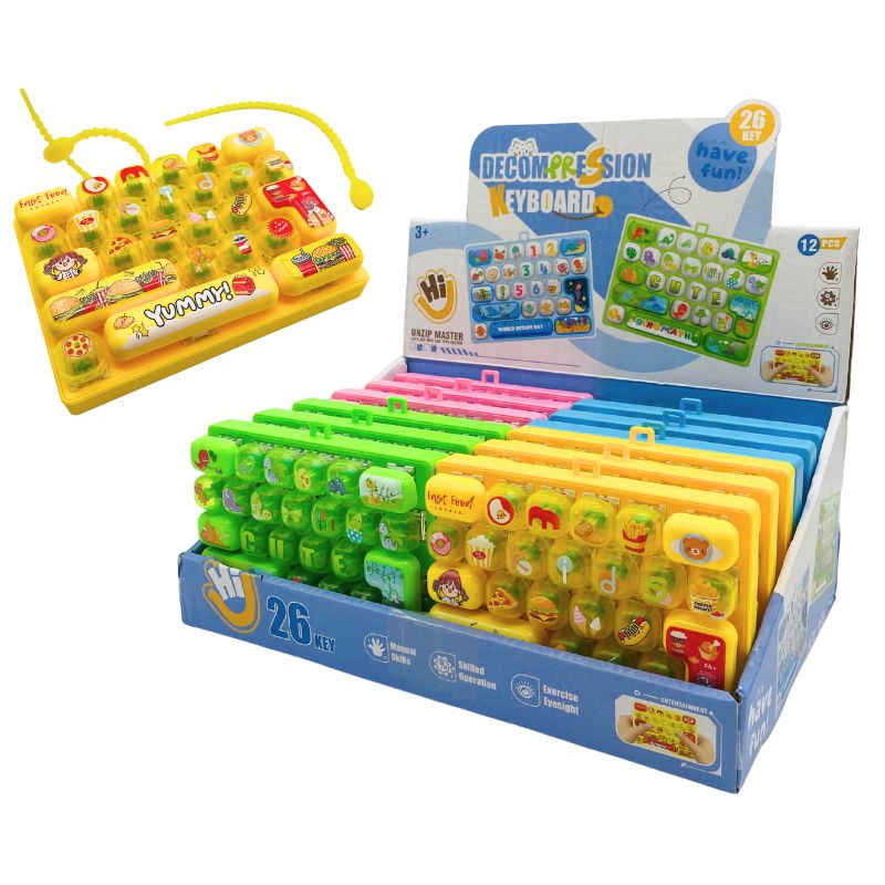 KEYBOARD TOY DECOMPRESION STRESS RELIEF COLORFUL DESIGNS 12PCS